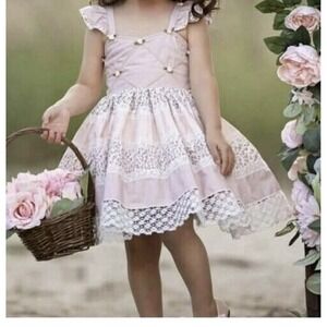 Dollcakes She Has My Heart Light Pink Floral Cottage Coquette Girls Dress Sz 10